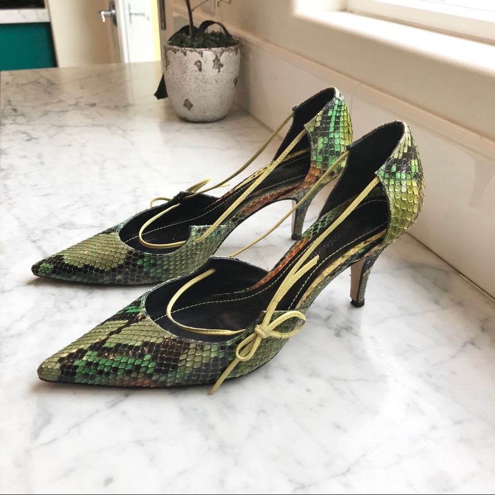 Green Multi Python Heels